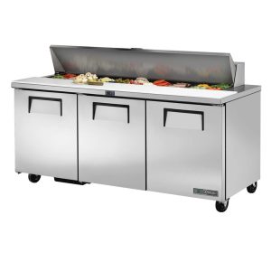 True Refrigerated Prep counter: 2 Door, 18x 1/6 GN pans